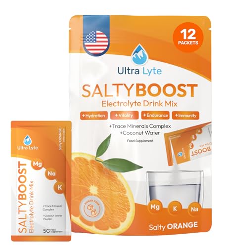 Ultra Lyte SaltyBoost Drink Mix - Salty Orange Electrolytes Powder - 12 Sachets