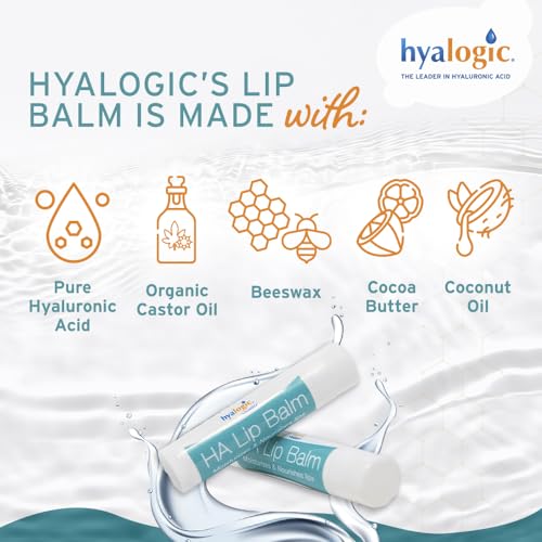 Hyalogic HA Lip Balm - Hyaluronic Acid & Coconut Oil - Unflavored - 4 Sticks