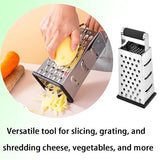 Stainless Steel 4-Sided Box Grater - 3 Hole Sizes for Cheese & Vegetables