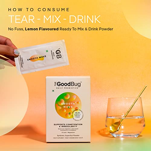 The Good Bug Smooth Move SuperGut Powder - Constipation Relief & Bowel Movement Support | Pre & Probiotic Supplement for Men & Women | 1 Billion CFU Clinically Proven Strains | 15-Day Pack