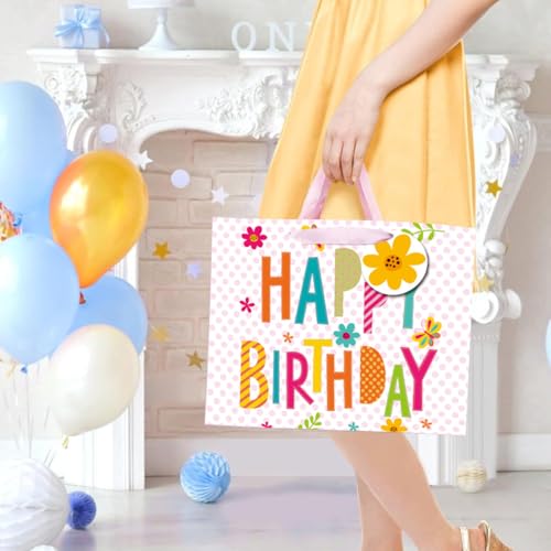 ViiTang Large Happy Birthday Gift Bags Set (2-Pack) with Tissue Paper & Card