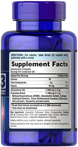 Puritan's Pride Glucosamine Chondroitin MSM for Joint Health, 60 Caplets