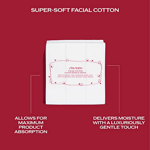 Shiseido Facial Cotton Pads (165 Squares) - Ultra-Soft, 100% Natural for Makeup Removal & Toner