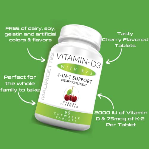 Premium Chewable D3 K2 Vitamin - Delicious & Easy to Take - Supports Bone & Immune Health