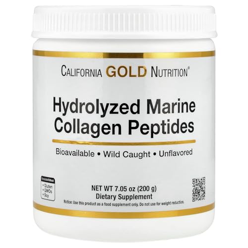 California Gold Nutrition Hydrolyzed Marine Collagen Peptides – Unflavored – 7.05 oz (200g) for Skin, Hair & Nail Health