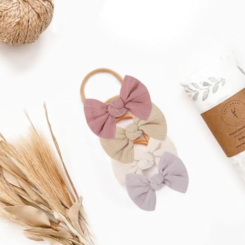 4-Pack Cute Bow Headbands for Baby Girls - Soft Elastic Hair Bands for Newborns & Toddlers