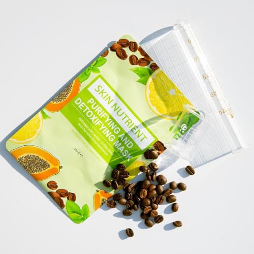 Purifying & Detoxifying Face Mask - Deep Cleansing Clay & Charcoal Sheet Mask for Clear Skin