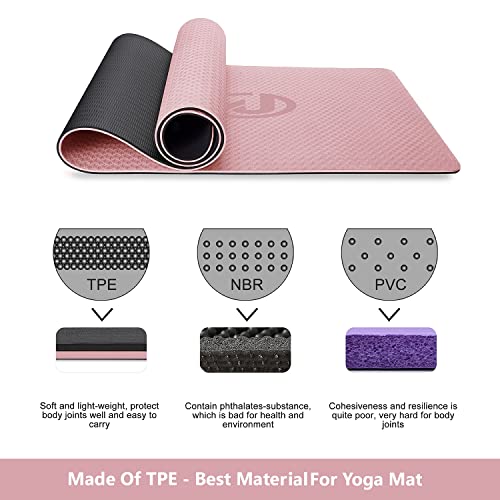 Eco-Friendly 6mm TPE Yoga Mat with Strap & Bag | Non-Slip Exercise Mat for Yoga, Pilates & Fitness