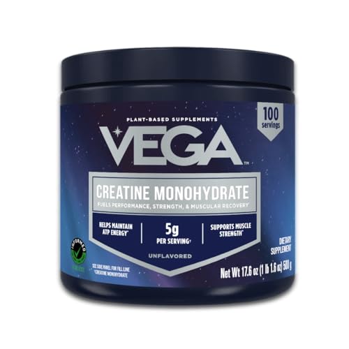 Vega Creatine Monohydrate Powder - Unflavored, 100 Servings, 17.6 oz