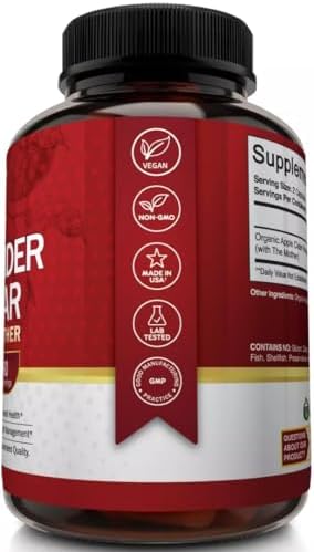 Apple Cider Vinegar Capsules with The Mother - 120 Vegan ACV Pills - Best Supplement for Healthy Weight Loss, Diet, Keto, Digestion, Detox, Immune - Powerful Cleanser & Appetite Suppressant Non-GMO