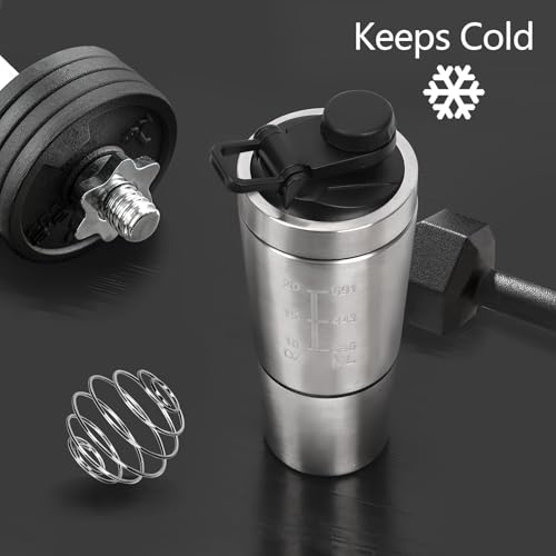 OSHIMA 700ml Protein Shaker Bottle with Button Lid, Stainless Steel Gym Bottle