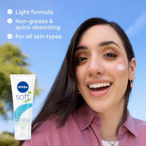 NIVEA Soft Refreshing Moisturising Cream for Face, Body & Hands - 3x75ml