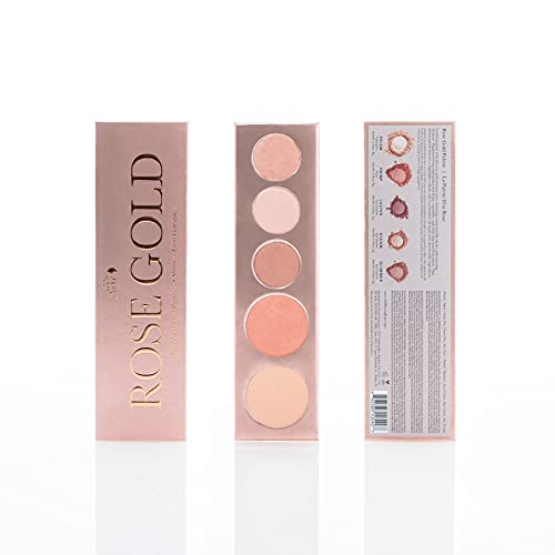 100% PURE Rose Gold Makeup Palette - Fruit Pigmented Eyeshadow, Blush & Highlighter (Vegan Metallic Shimmer)