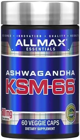 ALLMAX, Essentials, Ashwagandha KSM-66, 600 mg, 60 Veggie Caps (300 mg per Capsule)