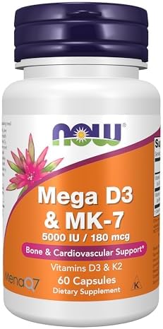 NOW Foods, Mega D-3 & MK-7, 5,000 IU / 180 mcg, 60 Capsules