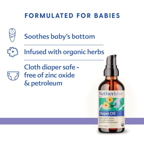 Motherlove Organic Diaper Rash Oil - Soothing Vegan & Cloth Diaper Safe (2 oz)