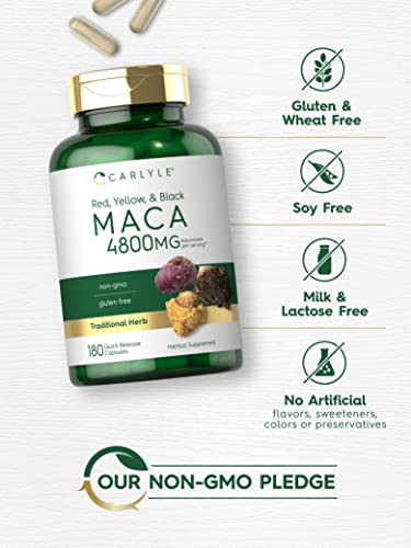 Carlyle Maca Root, 4800mg | Non-GMO, Gluten Free, 180 Capsules