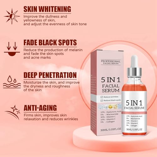 30% Vitamin C Serum with Hyaluronic Acid & Niacinamide - Anti-Aging Brightening Serum (1.41 fl oz)