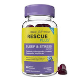 RESCUE PLUS Sleep & Stress Support Gummies with Melatonin & Ashwagandha, 60 Count