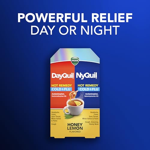 Vicks DayQuil & NyQuil Hot Remedy Powder Mix - Cold & Flu Relief Value Pack, 16 Packets
