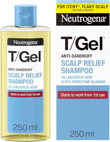 Neutrogena T/Gel Scalp Relief Shampoo 250ml - Soothes Itchy, Flaky Scalp with Salicylic Acid