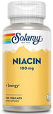 Solaray Niacin 100mg - 100 Vegetarian Capsules for Energy & Well-being