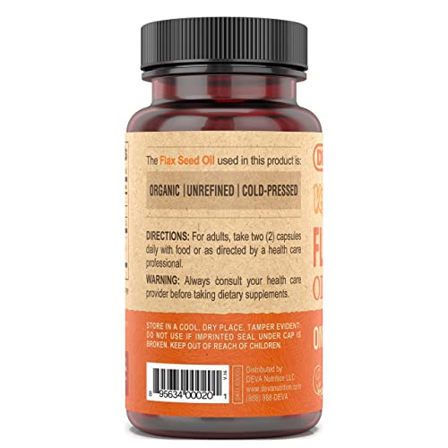 Deva Vegan Omega-3 Flaxseed Oil - 1000mg ALA - 90 Capsules