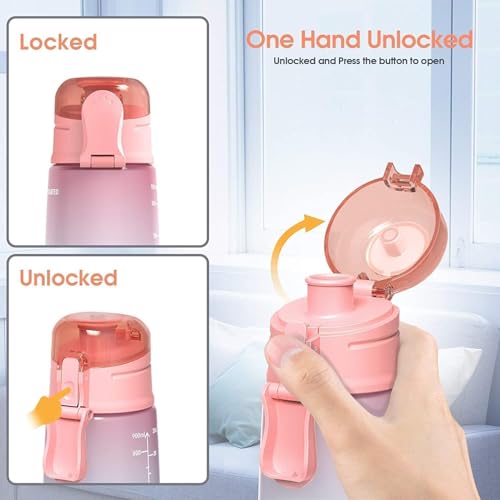 32oz Leak-Proof Sports Water Bottle with Time Marker & Straw - BPA-Free Hydration Bottle for Fitness & Outdoors