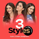 VEGA 3-in-1 Multi-Functional Hair Styler: Straightener, Curler & Crimper in Black (VHSCC-01)