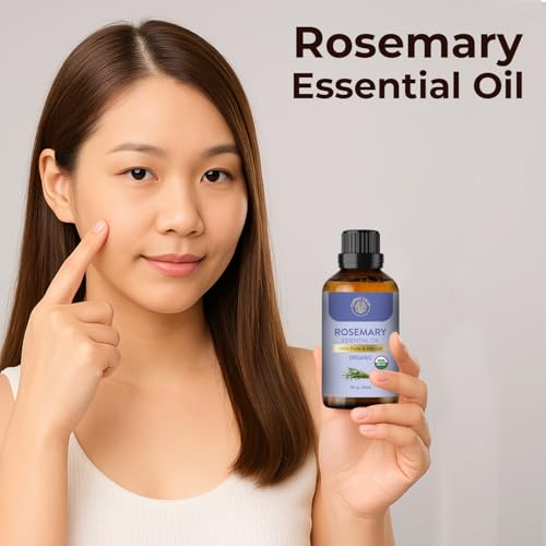 USDA Organic Rosemary Essential Oil (30ml) - 100% Pure for Hair Growth, Scalp & Aromatherapy