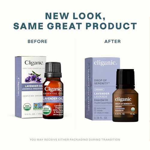 Cliganic USDA Organic Lavender Essential Oil - 100% Pure, Natural, Undiluted for Aromatherapy