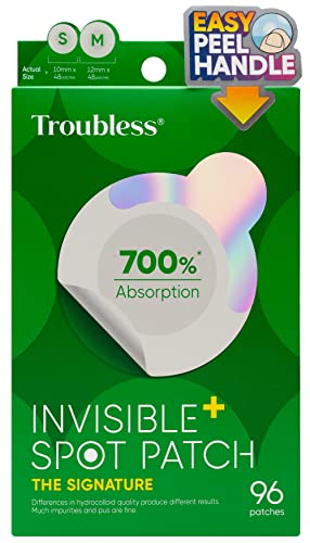 Troubless Invisible Pimple Patch Signature - Hydrocolloid Spot Treatment for Nighttime Use, 96 Patches