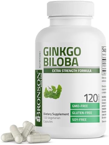 Bronson Ginkgo Biloba Extra Strength Brain Function & Memory Support Vegetarian Capsules (120 Count)