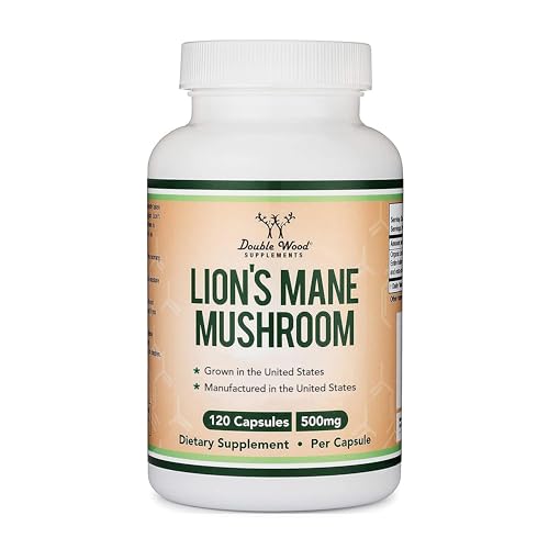 Double Wood Lions Mane Mushroom Capsules - Brain Support & Immune Health - 120 Count