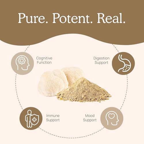 Real Mushrooms Lion's Mane Cognition Capsules - 120 Pieces for Brain Health