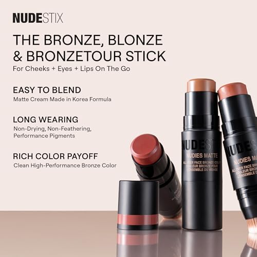 Nudestix Nudies Matte Cream Bronzer - 3-in-1 Face, Eyes & Lips Colour (Sunkissed)
