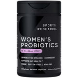 Sports Research Probiotics with Prebiotics & Cranberry - Women's Probiotic Blend 65 Billion CFU | Gluten Free, Non-GMO, Vegan Certified | 30 Delayed-Release Veggie Caps