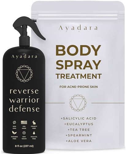 Large Bacne Treatment Body Spray, 8 fl oz, Salicylic & Tea Tree Oil for Hormonalبقى, Cystic Back, Chest Acne Spray, Teens Adults 2000 sprays
