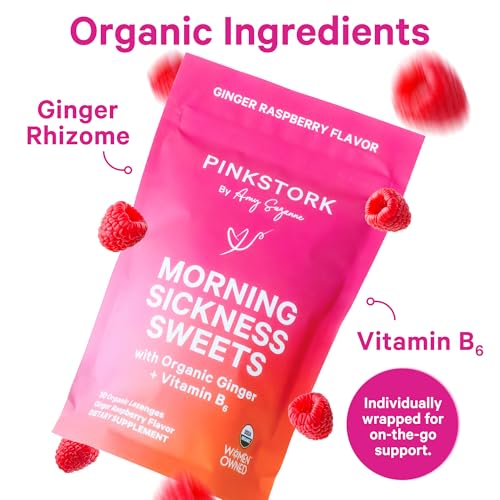 Pink Stork Morning Sickness Candy - Ginger Raspberry + Vitamin B6 (30 Pieces, 120g)