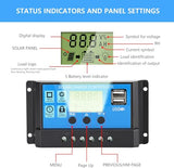 30A Solar Charge Controller with USB Ports for 12V/24V Batteries