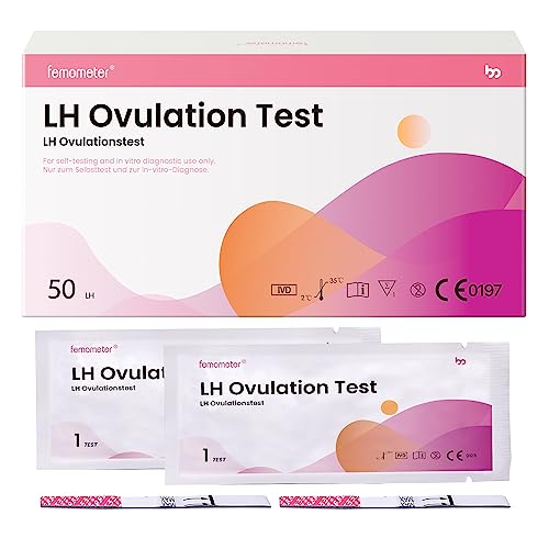 Femometer 50-Pack Sensitive LH Ovulation Test Strips Kit with App Support