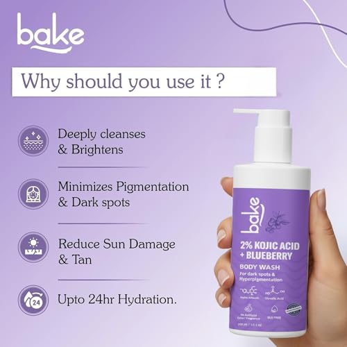 BAKE 2% Kojic Acid Brightening Body Wash with Glycolic Acid & Alpha Arbutin - De-Tan & Pigmentation Removal