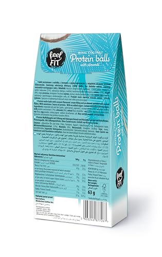 Premium Feel Fit Coconut Protein Wafer Balls with Almonds - 63g Sugar-Free Snack