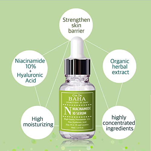 Cos De BAHA Niacinamide 10% + Zinc PCA 1% Face Serum - Pore & Acne Treatment 1 Fl Oz
