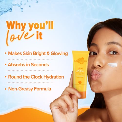Aqualogica Glow+ Oil-Free Moisturizer with Papaya & Vitamin C | Lightweight Non-Sticky Hydrating Cream