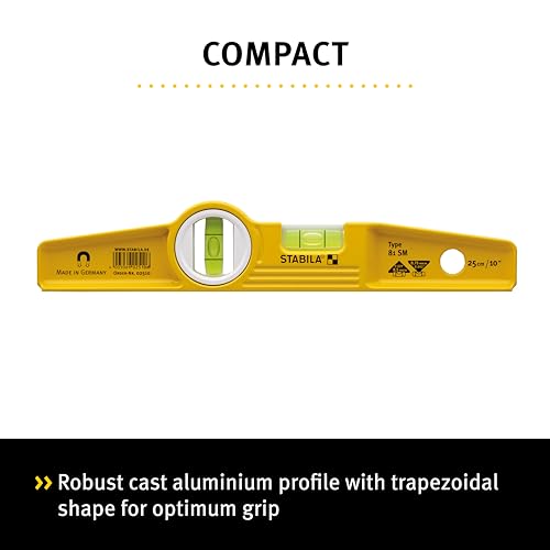 Stabila Type 81 Sm Torpedo Spirit Level, 25 cm - Professional Grade with Belt Pouch