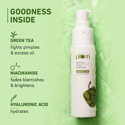 Plum Green Tea Oil-Free Moisturizer - Fragrance-Free with Squalane, Niacinamide & Hyaluronic Acid - 50g