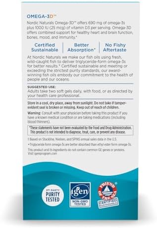 Nordic Naturals Omega-3D Lemon - 60 Soft Gels (1000mg) - Advanced Omega-3 Formula
