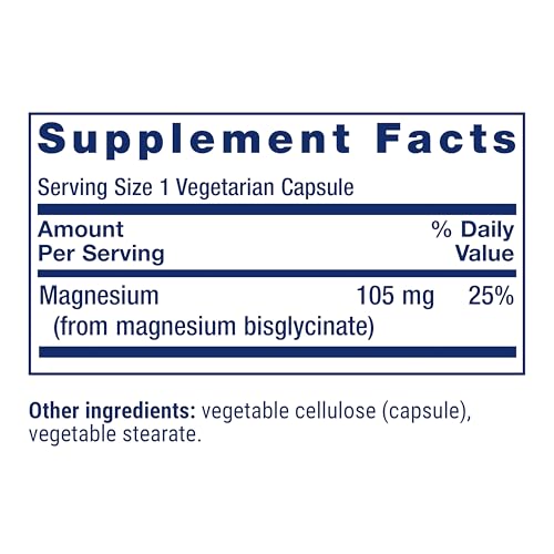 Life Extension Magnesium Glycinate for Heart, Bone & Nerve Health (90 Vegetarian Capsules)