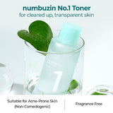 numbuzin No.1 Pure-Full Calming Herb Toner for Acne-Prone & Sensitive Skin – Centella Asiatica, Heartleaf & Licorice Root for Breakouts, Redness & Blackhead Control (10.14 fl. Oz)